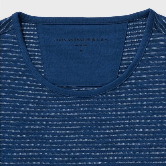 John Varvatos Summer Stripe Crew T-Shirt Blue - Picture 5 of 7